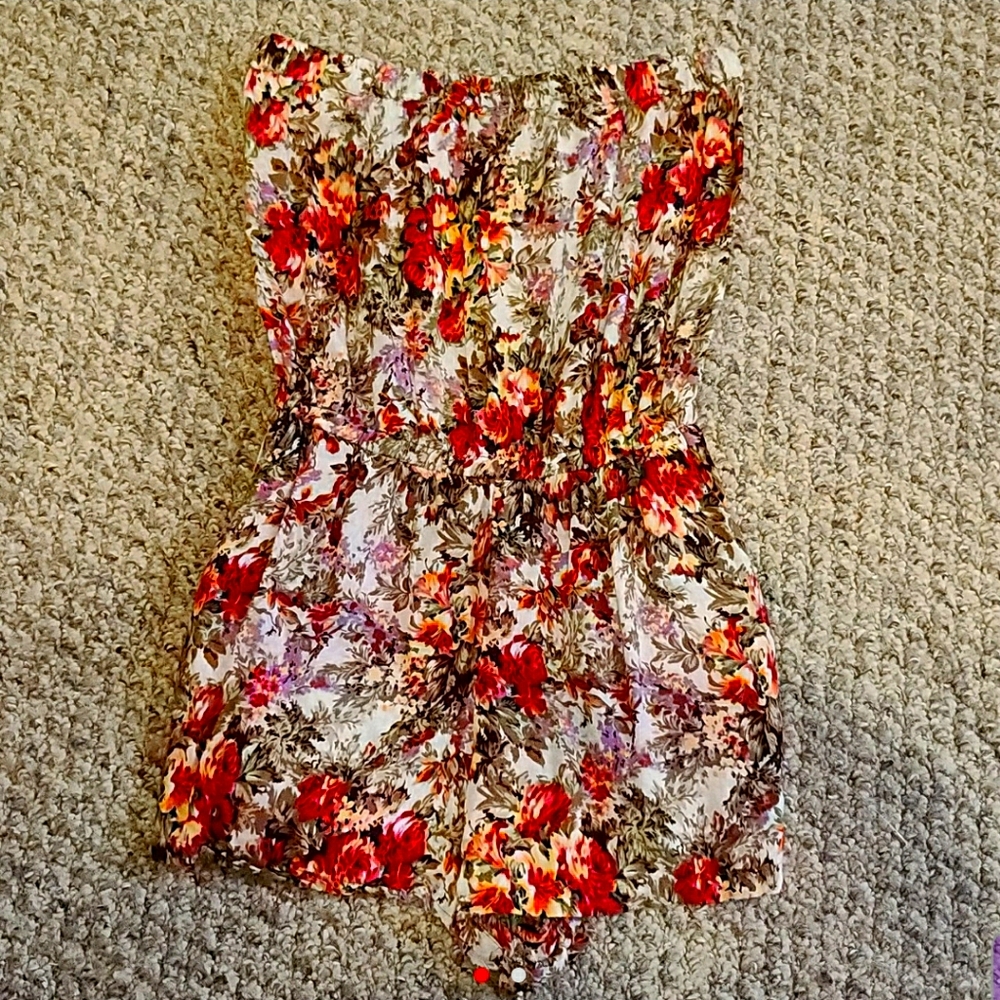 Strapless Floral Romper